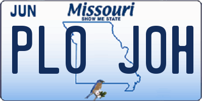 MO license plate PL0J0H