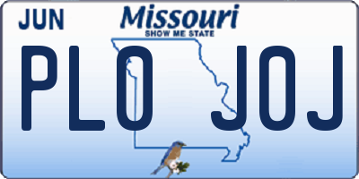 MO license plate PL0J0J