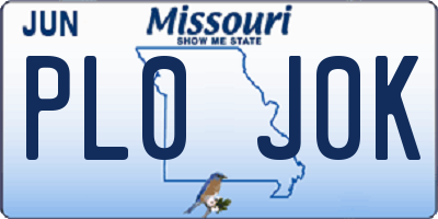 MO license plate PL0J0K