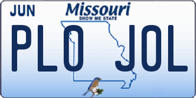 MO license plate PL0J0L