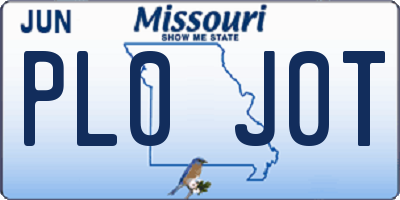 MO license plate PL0J0T