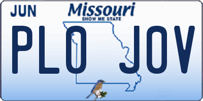 MO license plate PL0J0V
