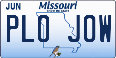 MO license plate PL0J0W