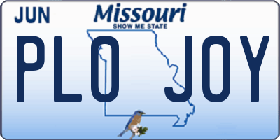 MO license plate PL0J0Y