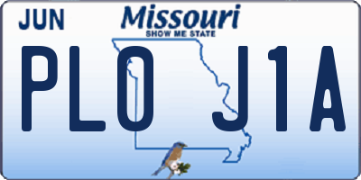 MO license plate PL0J1A