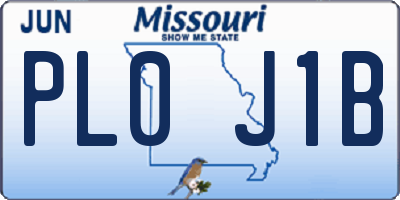MO license plate PL0J1B