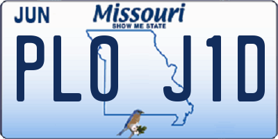 MO license plate PL0J1D