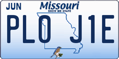 MO license plate PL0J1E
