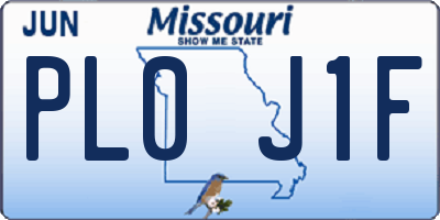 MO license plate PL0J1F