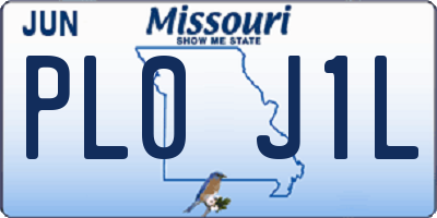 MO license plate PL0J1L