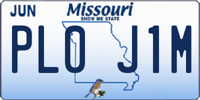 MO license plate PL0J1M