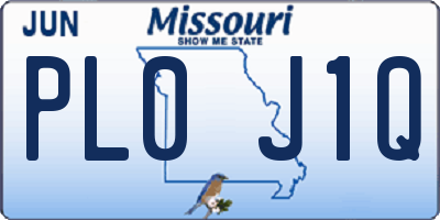 MO license plate PL0J1Q