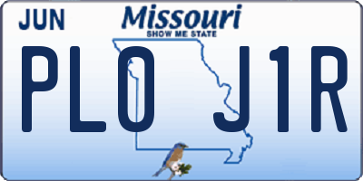 MO license plate PL0J1R