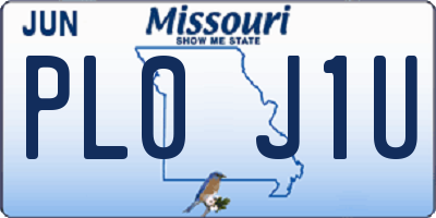 MO license plate PL0J1U