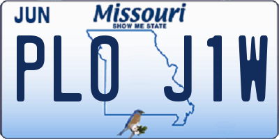 MO license plate PL0J1W