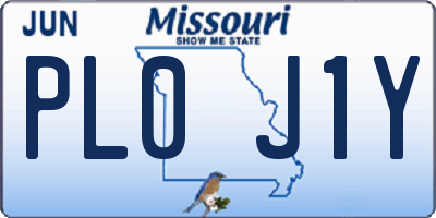 MO license plate PL0J1Y