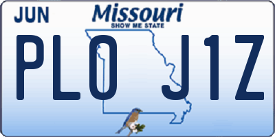 MO license plate PL0J1Z
