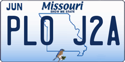MO license plate PL0J2A
