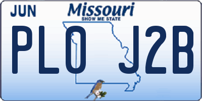 MO license plate PL0J2B