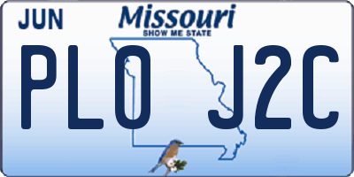 MO license plate PL0J2C