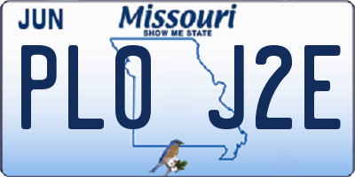 MO license plate PL0J2E