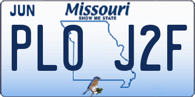 MO license plate PL0J2F