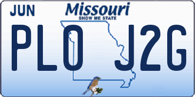 MO license plate PL0J2G