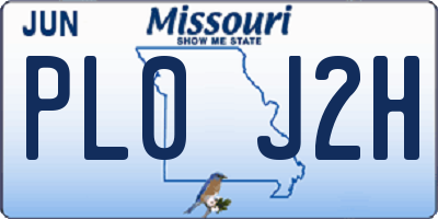MO license plate PL0J2H
