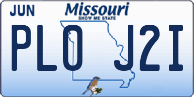 MO license plate PL0J2I