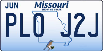 MO license plate PL0J2J