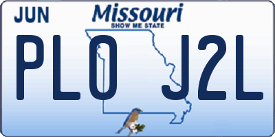 MO license plate PL0J2L