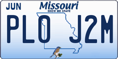 MO license plate PL0J2M