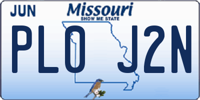 MO license plate PL0J2N