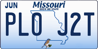 MO license plate PL0J2T
