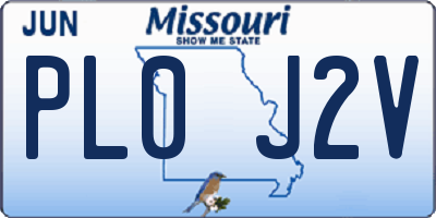 MO license plate PL0J2V