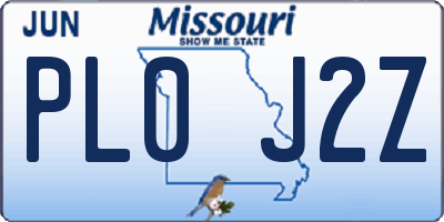 MO license plate PL0J2Z
