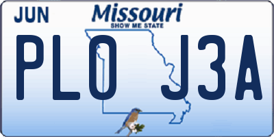 MO license plate PL0J3A