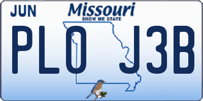 MO license plate PL0J3B
