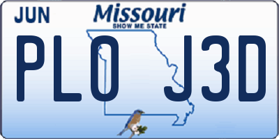 MO license plate PL0J3D