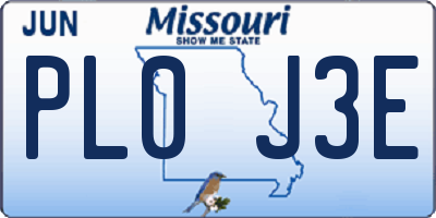 MO license plate PL0J3E