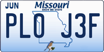 MO license plate PL0J3F
