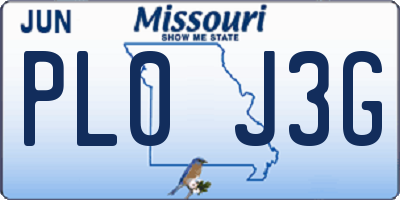MO license plate PL0J3G