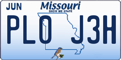 MO license plate PL0J3H