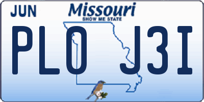 MO license plate PL0J3I