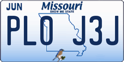 MO license plate PL0J3J
