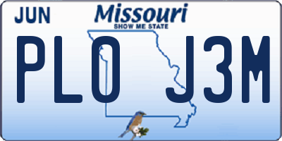 MO license plate PL0J3M