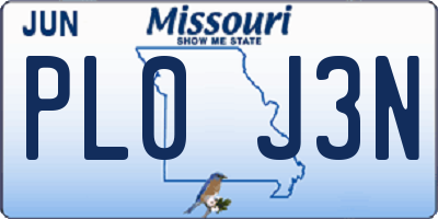 MO license plate PL0J3N