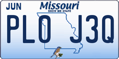 MO license plate PL0J3Q