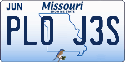 MO license plate PL0J3S