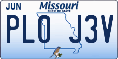 MO license plate PL0J3V